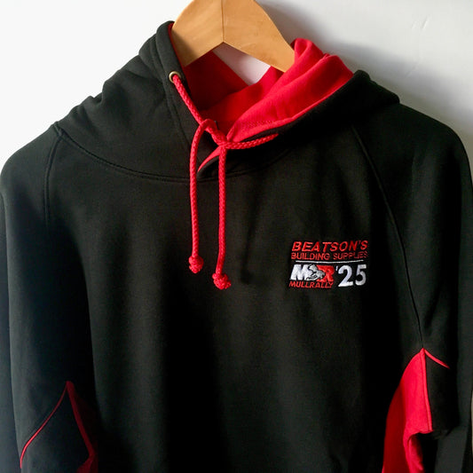 Mull Rally 2025 - Black/Red Embroidered Contrast Hoodie