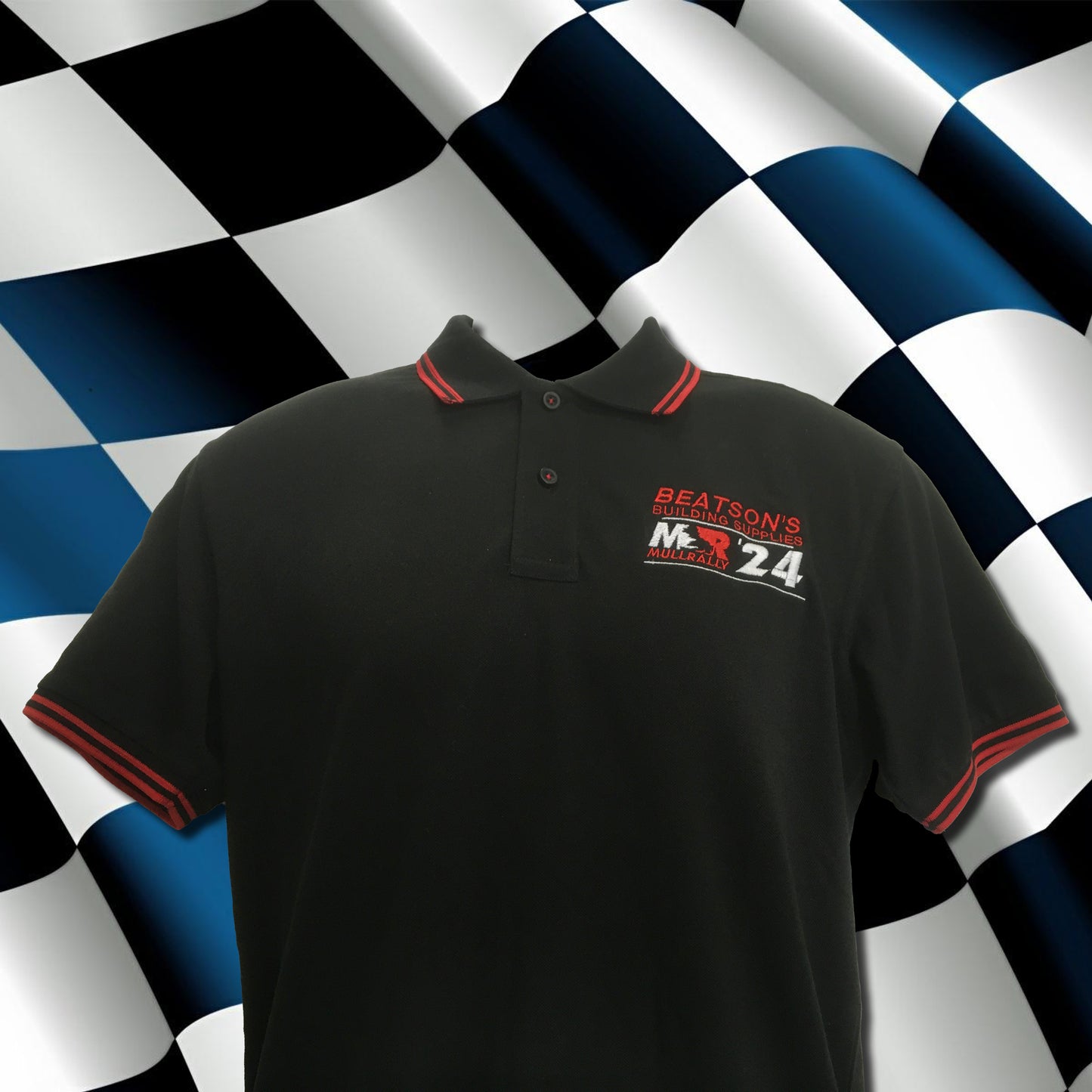 Mull Rally - Black Polo Shirt with red trim